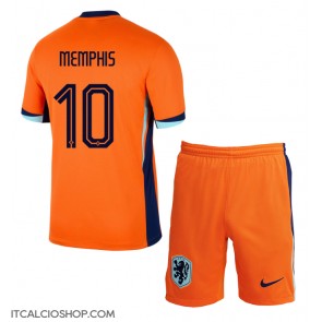 Olanda Memphis Depay #10 Prima Maglia Bambino Europei 2024 Manica Corta (+ Pantaloni corti)